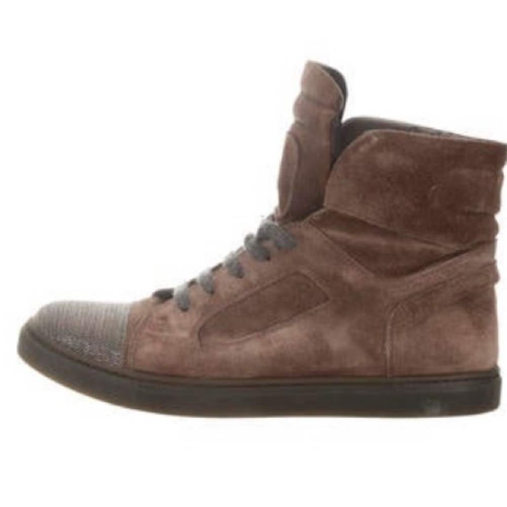 Brunello Cucinelli High Top Sneakers Brown Suede Monili, Size 7, Good Condition!